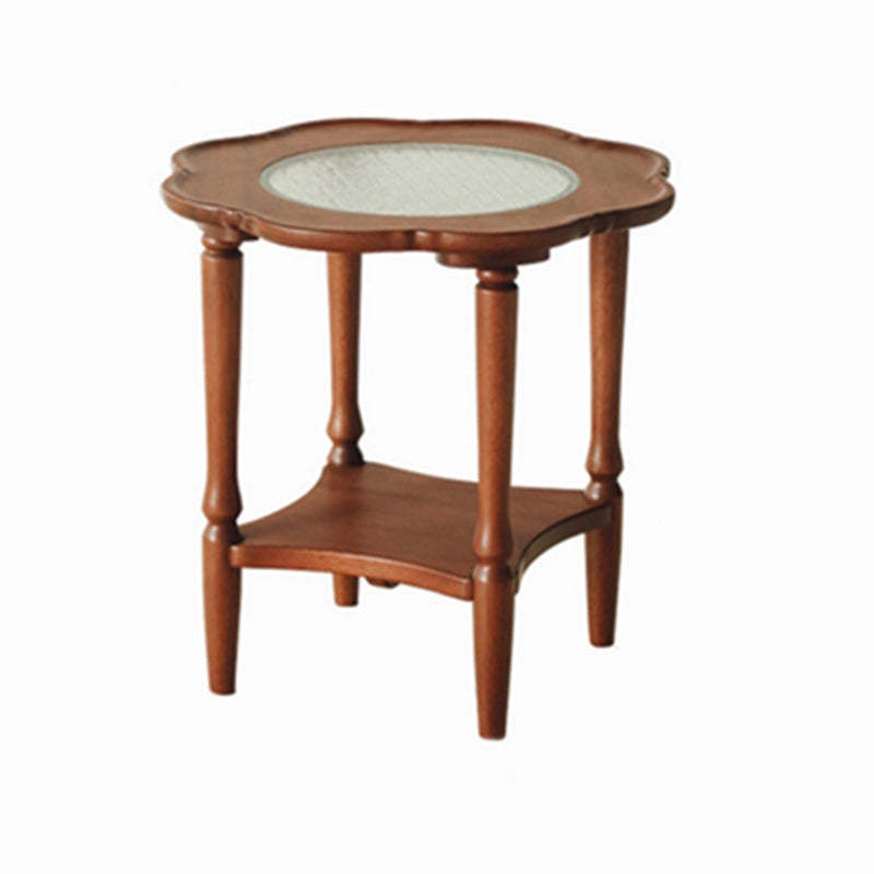 Retro Flower Wood Glass Coffee Table