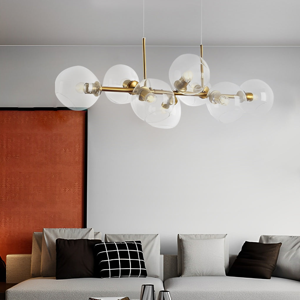 8-Light Glass Shade LED Postmodern Dining Chandelier