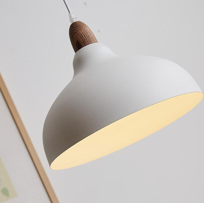 Japanese Solid Wood Dome Pendant Light