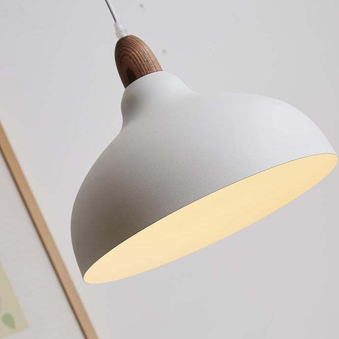 Japanese Solid Wood Dome Pendant Light