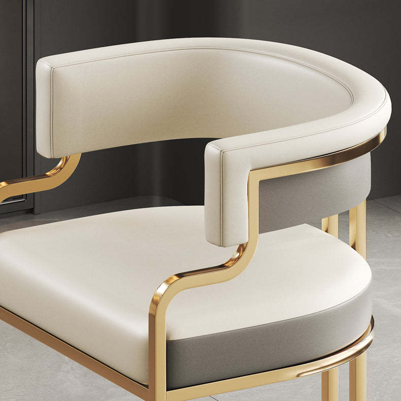 U-Shape Metal Leather Dining Armchair — Brown