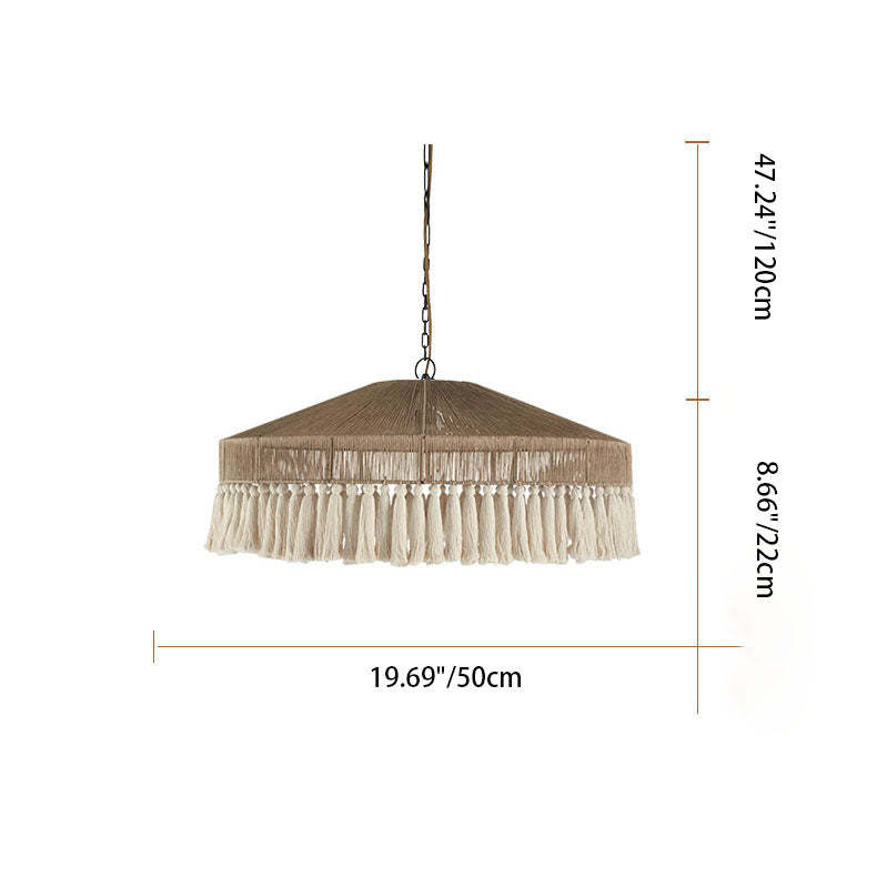 Contemporary Boho Linen Rope Tassel Pendant Light — 110V-120V For US/CA