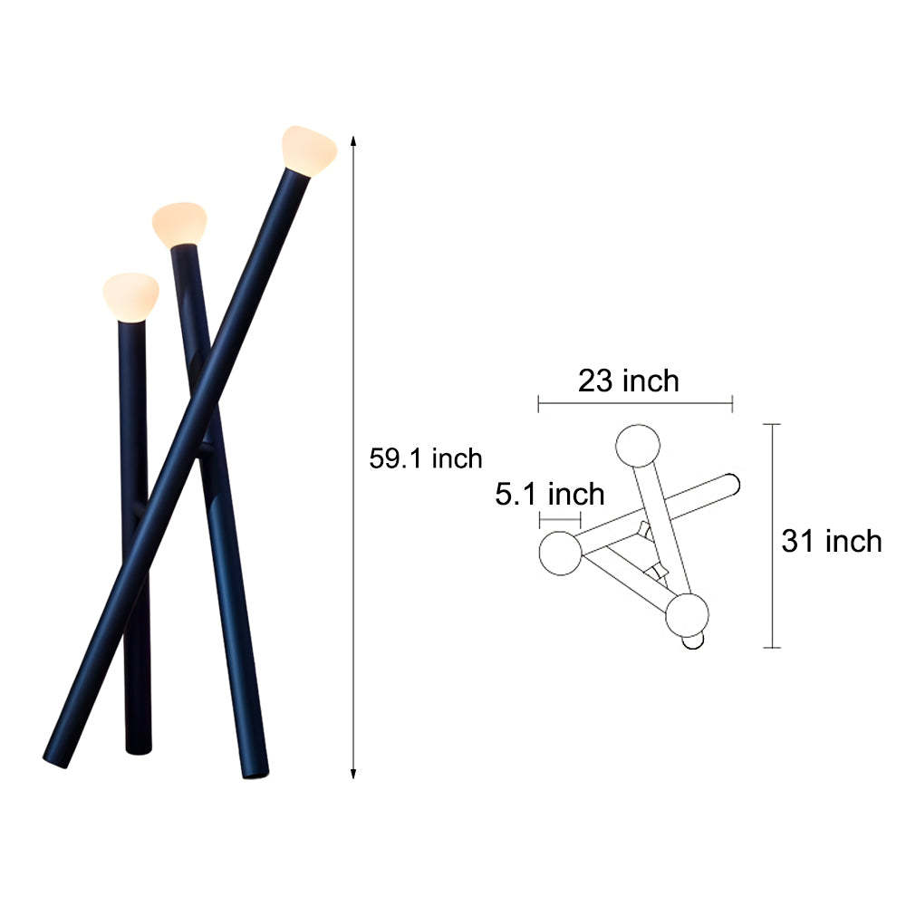 3-light Minimalist Modern Stick Floor Lamp-Lighom