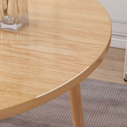 Minimalist Round Faux Slab Wood Dining Table