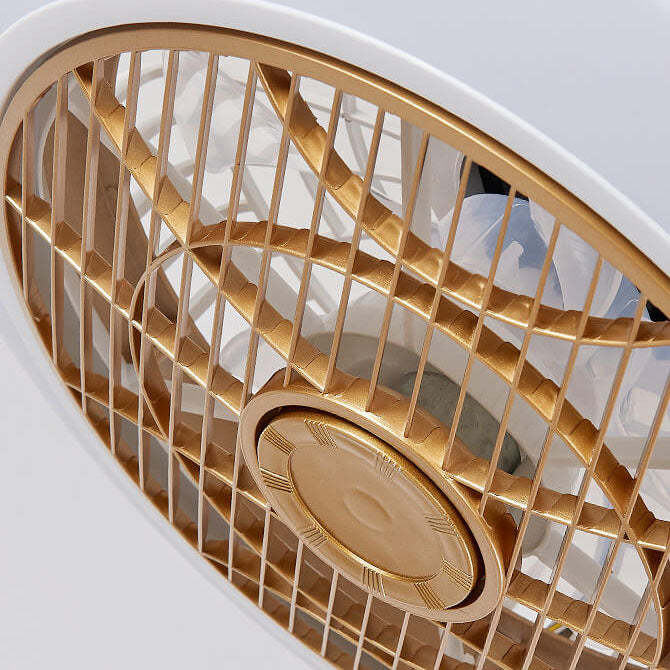 Minimalist Round Cage Iron Acrylic LED Flush Mount Fan Light