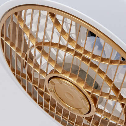 Minimalist Round Cage Iron Acrylic LED Flush Mount Fan Light
