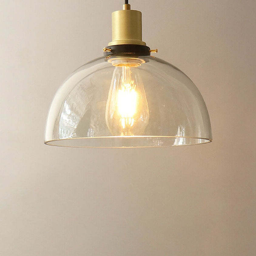 Vintage Semi-Circular Cone Cup Iron Glass Pendant Light