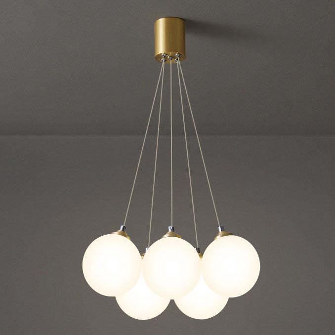 Nordic Luxe Glass Balloon Brass Chandelier