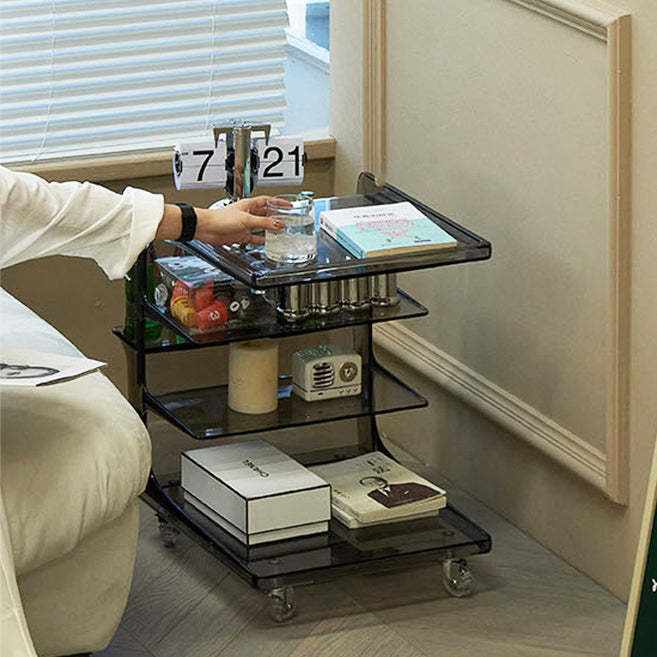 Minimalist Acrylic 4-Tier Wheeled End Table