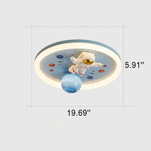 Cartoon Space Astronaut Resin LED Flush Mount Light