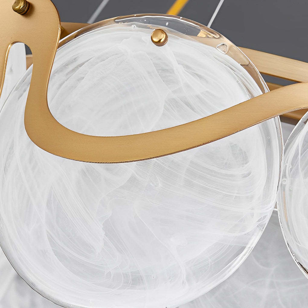 Round Art Glass Iron LED Nordic Pendant