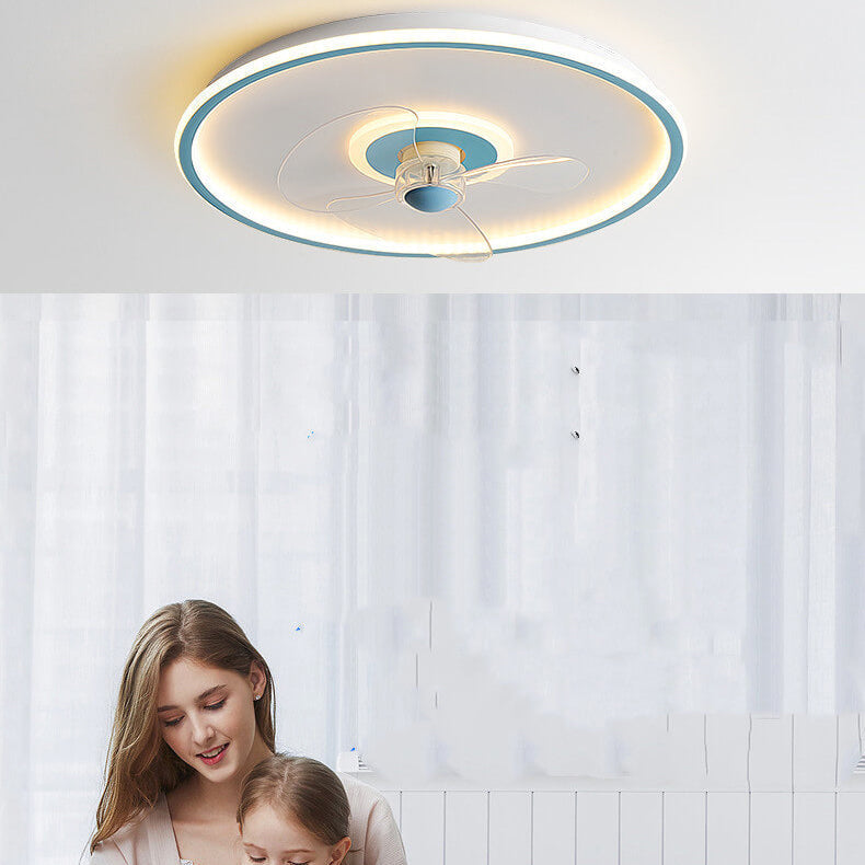 Modern Acrylic Round Minimalist LED Flush Mount Fan Light