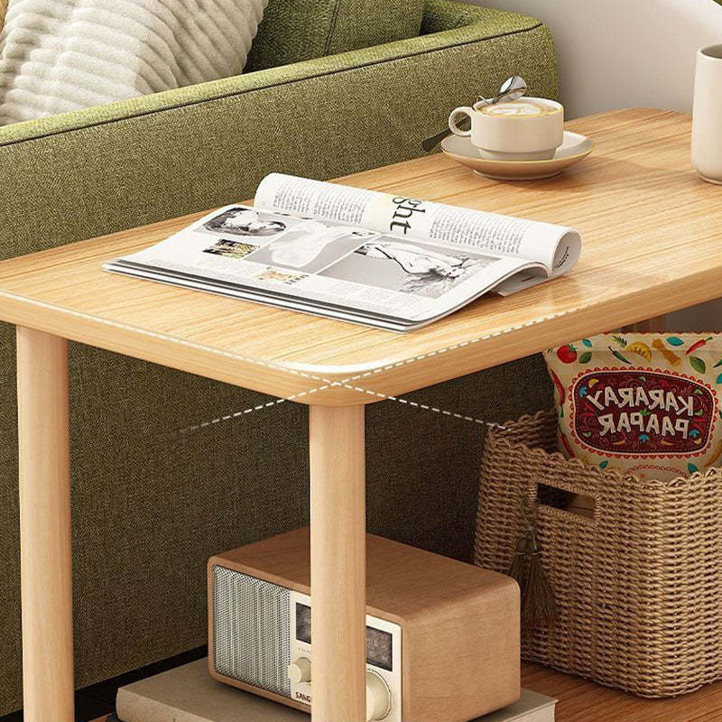 Japanese Wood Rectangular 3-Tier End Table