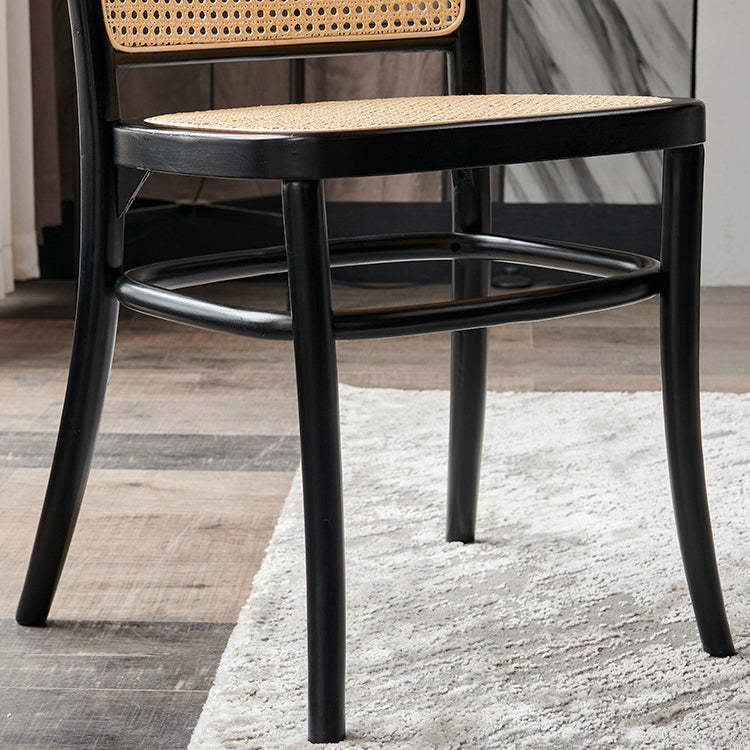 Retro Grid Wood Rattan Dining Chair
