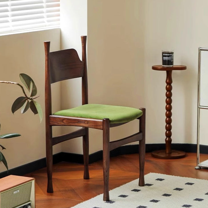 Scandinavian Square Wood Fabric Chair