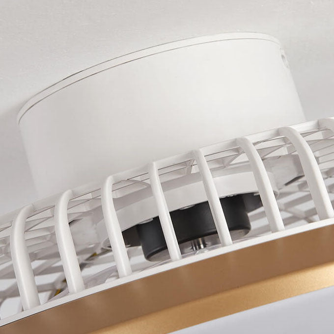 Minimalist Round Cage Iron Acrylic LED Flush Mount Fan Light