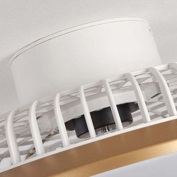 Minimalist Round Cage Iron Acrylic LED Flush Mount Fan Light