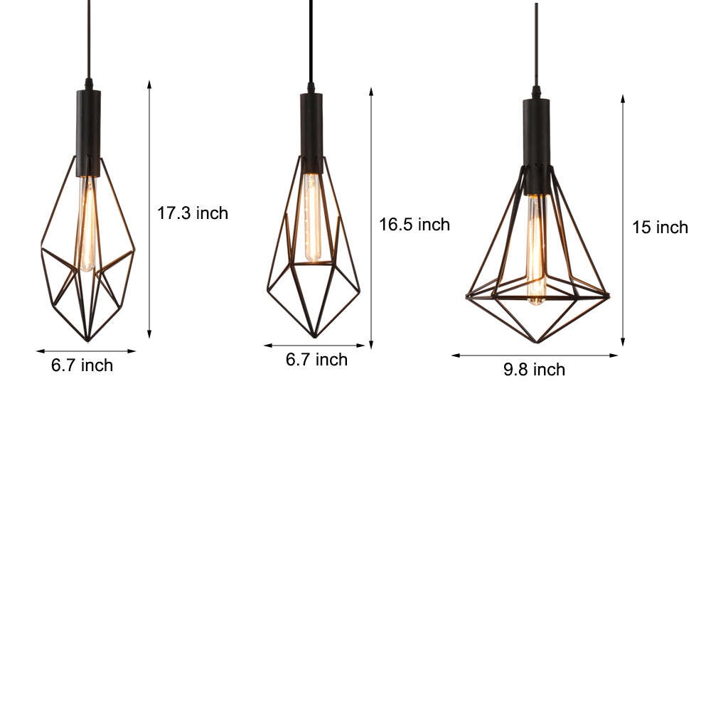 Iron Geometric Lines Black Retro Industrial Chandelier