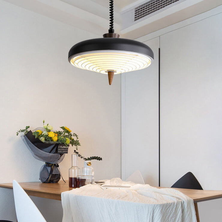 Industrial Iron Japanese Walnut Retractable Pendant Light