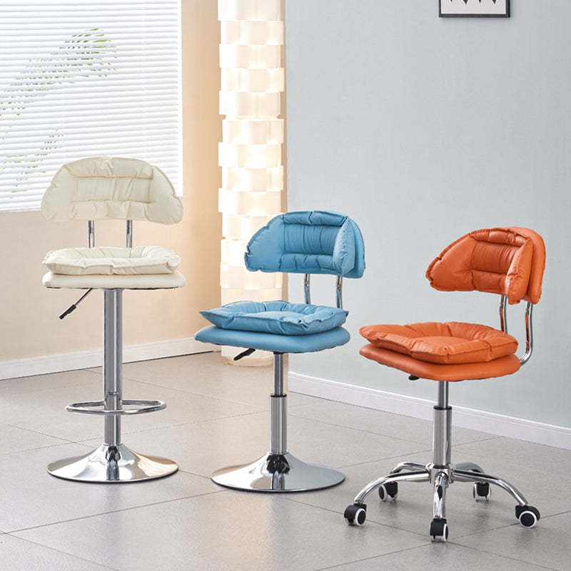 Minimalist Leather Metal Bar Stool With Backrest Adjustable