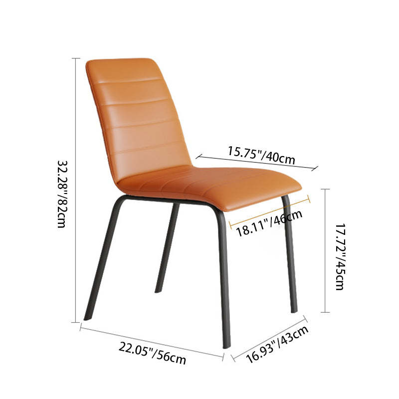 Minimalist Striped Leather Steel Dining Chair — Gray