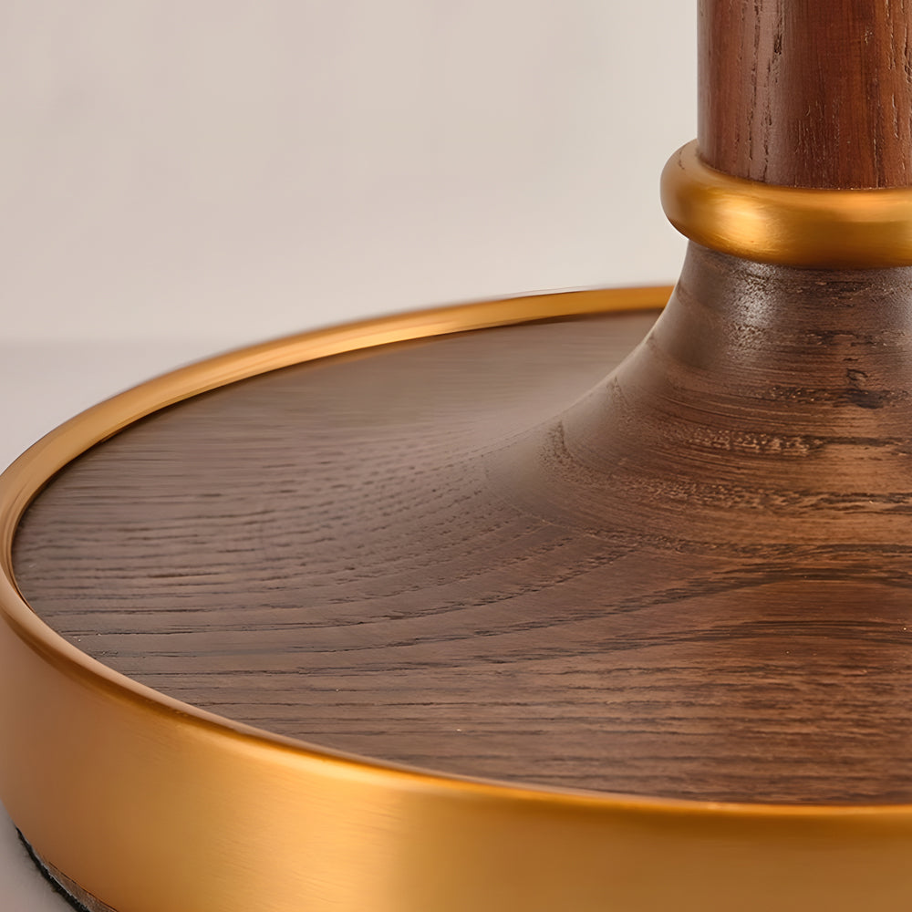 Retro Brass Dome Fabric Table Lamp Pull Chain Bedroom Lamp-Lighom