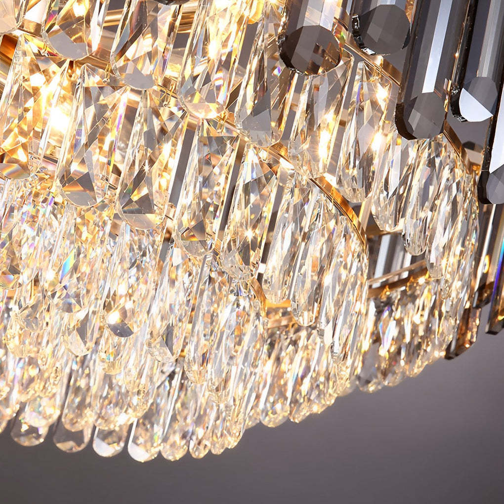 Multilayer Oval Crystal Plated Modern Chandelier