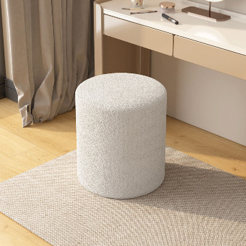 Minimalist Cylinder Lambswool Wood Vanity Stool — Standard / Gray