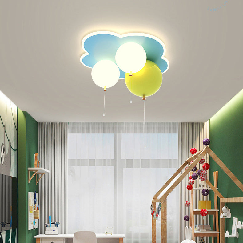 Art Deco Balloon Flower Acrylic Iron LED Flush Light