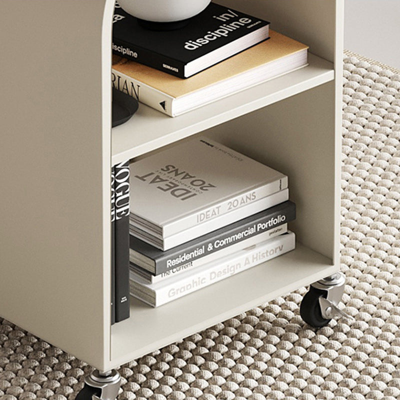 Contemporary Tempered Glass Iron Arched End Table 2-Cabinet