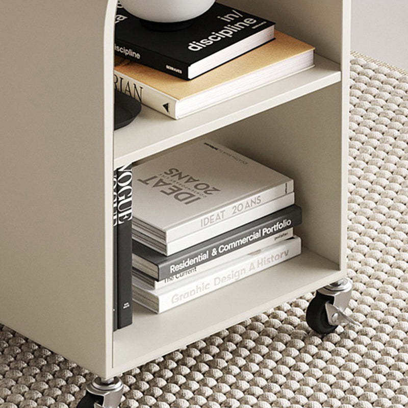 Contemporary Tempered Glass Iron Arched End Table 2-Cabinet
