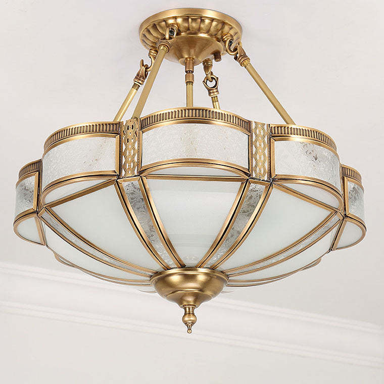 European Floral Copper Glass 3/4/6-Light Flush Mount