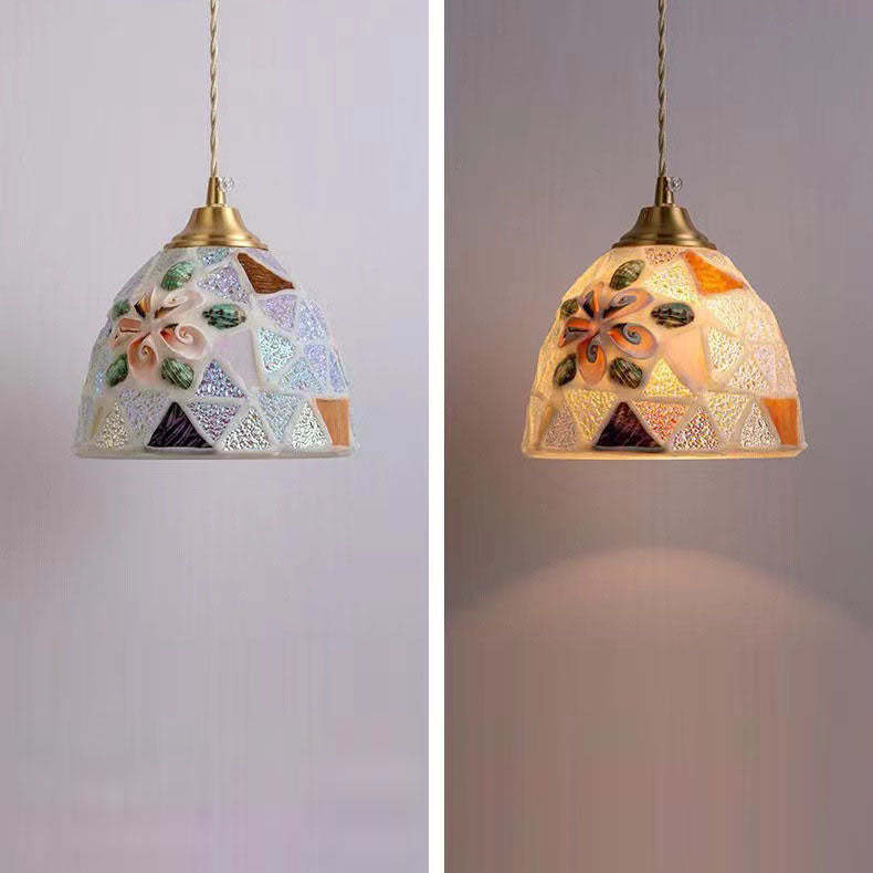 Tiffany Shell Stained Glass Semicircle Pendant Light