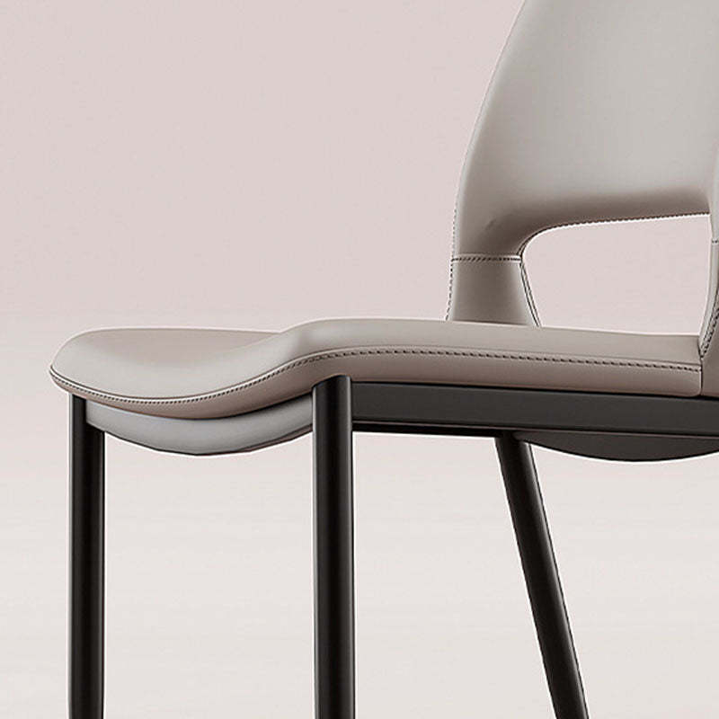 Nordic Curved Leather Hollow Square Dining Chair