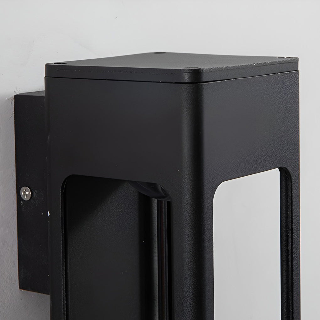 Rectangular IP65 Waterproof 12W LED Black Modern Outdoor Wall Lamp Sconces-Lighom