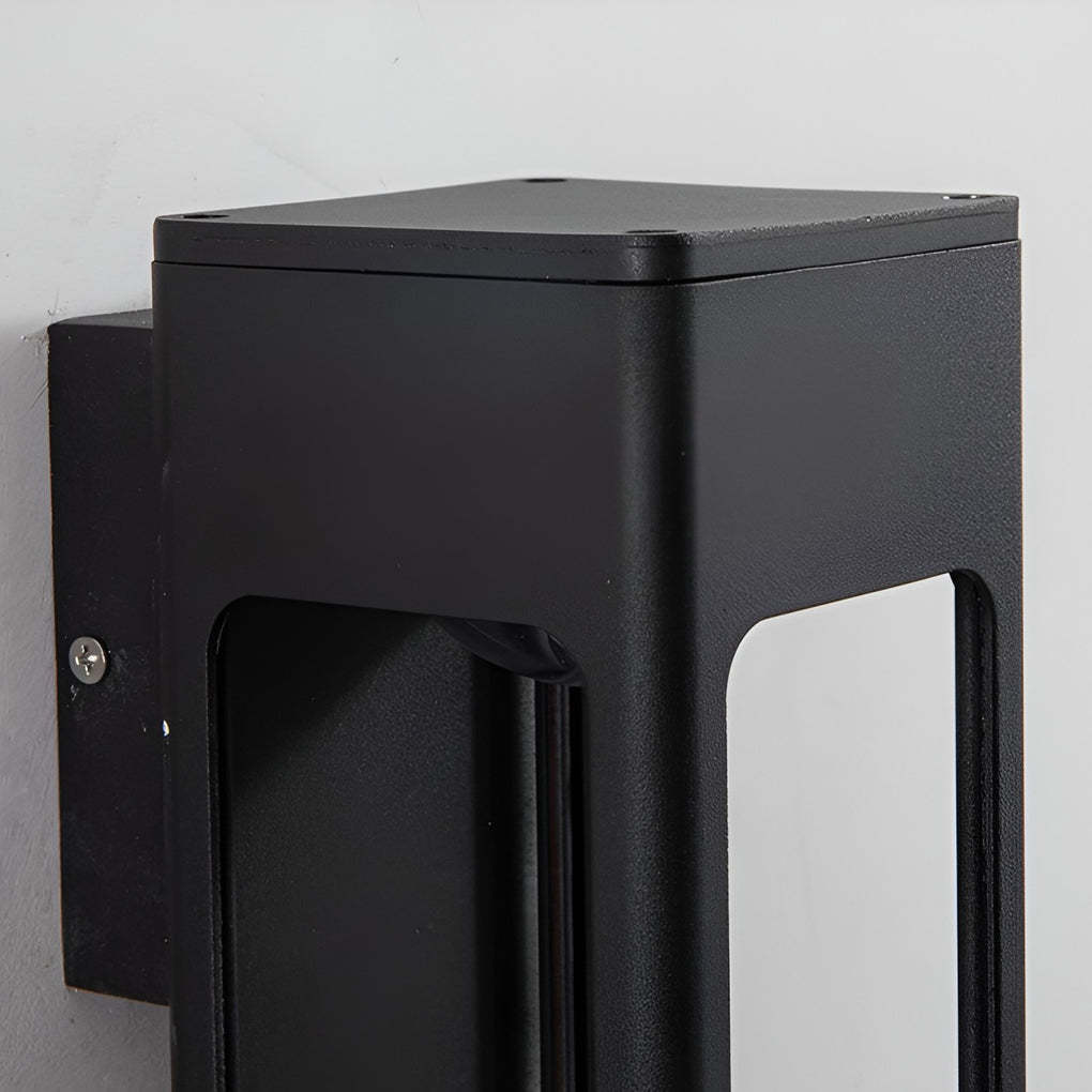 Rectangular IP65 Waterproof 12W LED Black Modern Outdoor Wall Lamp Sconces-Lighom