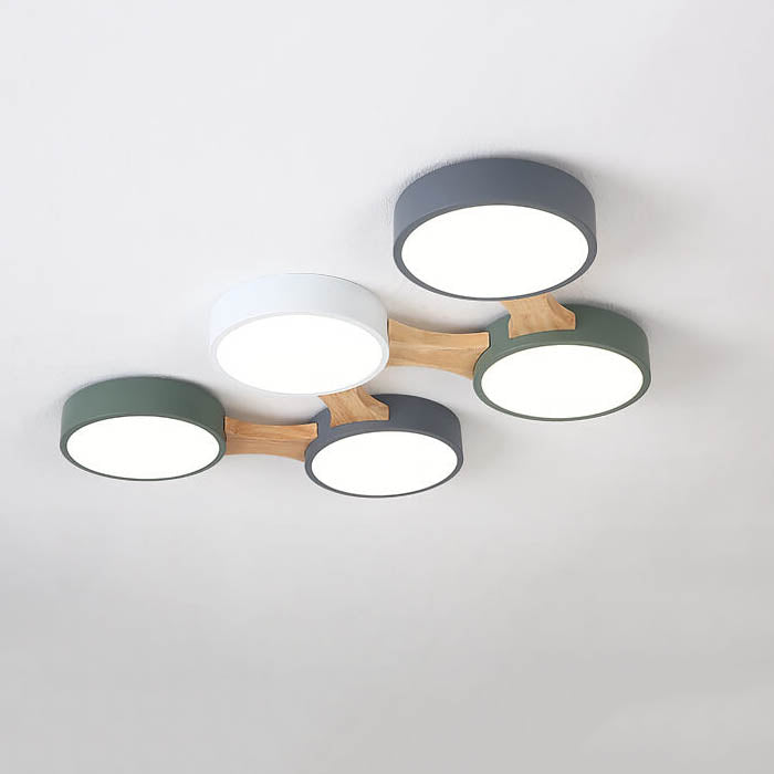 Modern Macaron Circle 3/4/5/8-Light LED Flush Mount