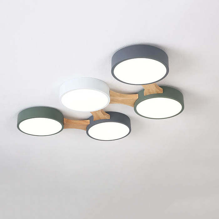 Modern Macaron Circle 3/4/5/8-Light LED Flush Mount