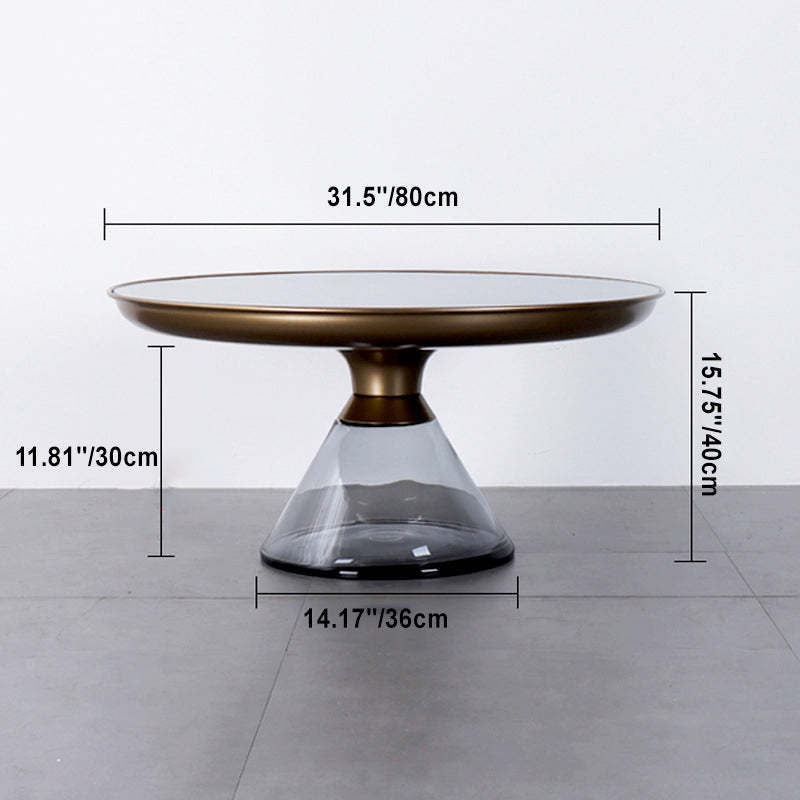 Contemporary Round Glass Steel Coffee Table