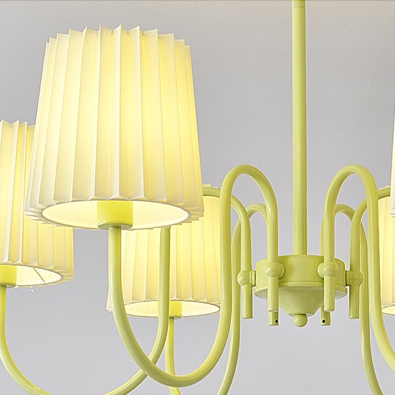 Pleated Fabric Retro Pastoral Green French Style Chandelier Hanging Lights-Lighom