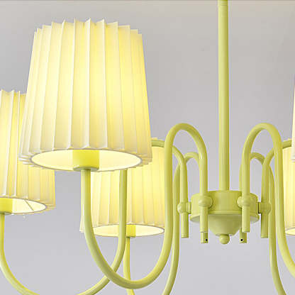 Pleated Fabric Retro Pastoral Green French Style Chandelier Hanging Lights-Lighom