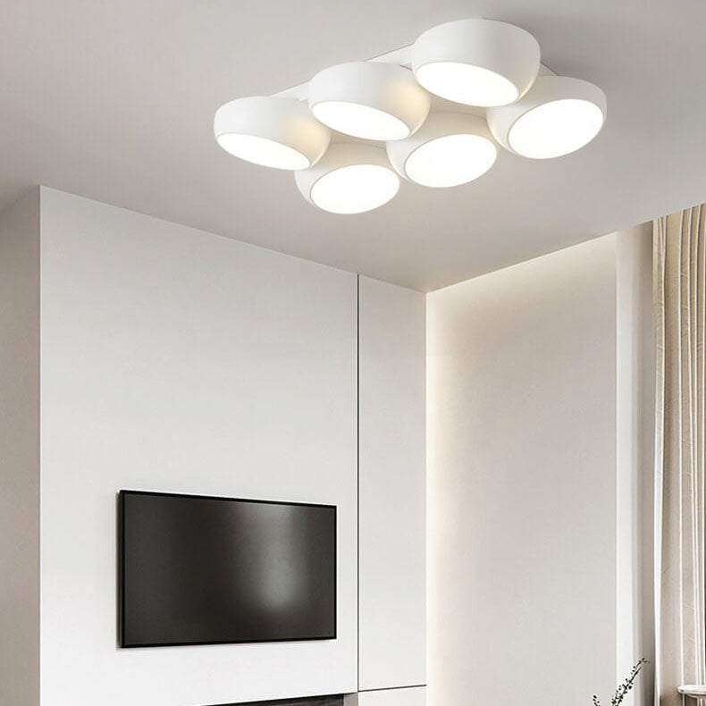 Scandinavian Iron Plastic Round LED Semi-Flush Ceiling Light