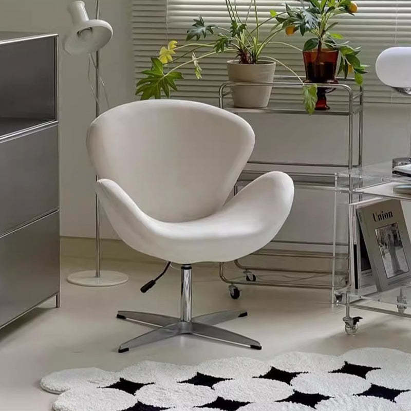 Minimalist Flannel Lambskin Movable Desk Chair — Yellow - Flannel / Without Footrest
