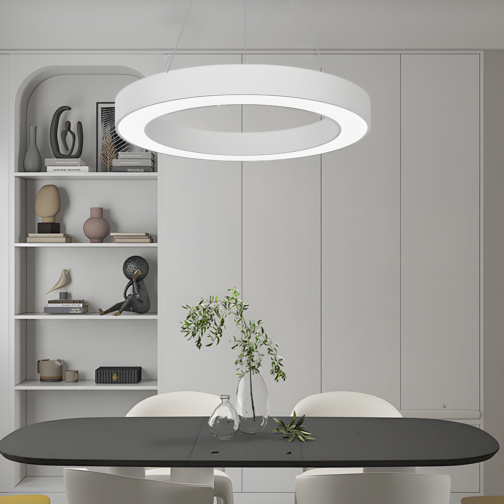 Hanging ring pendant lighting in synthetic — 15.7" / White
