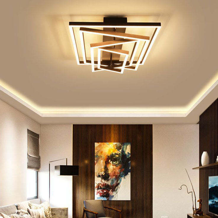 Minimalist Aluminum Multi-Layer Rectangular LED Flush Light — 3 / Warm Light (3000K) / 220V-240V For UK/AU