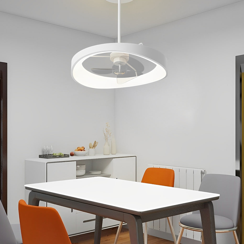 Circular Mute LED Stepless White Modern Ceiling Fan