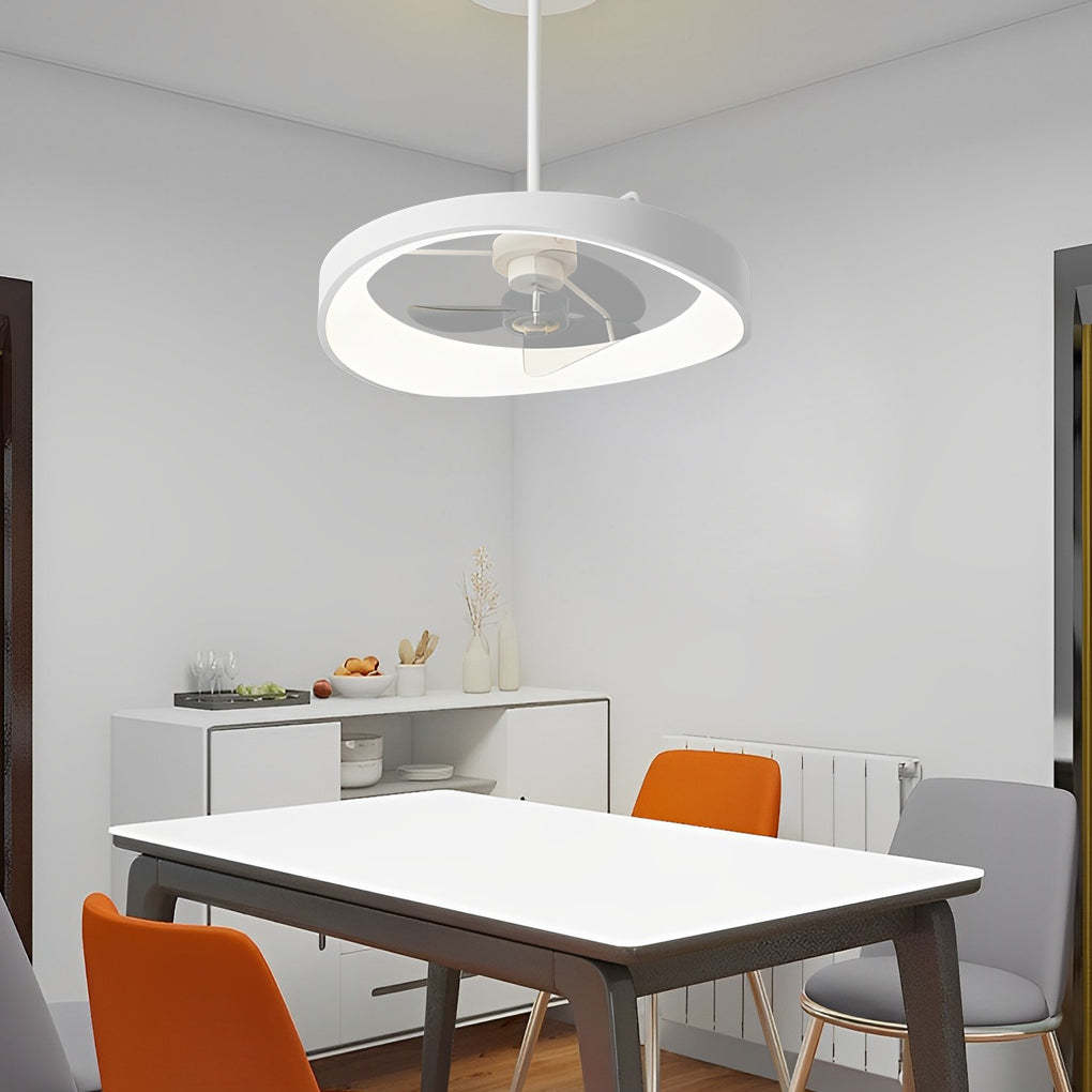 Circular Mute LED Stepless White Modern Ceiling Fan
