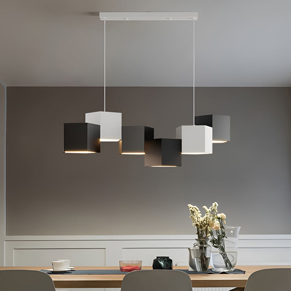 White synthetic geometric pendant lighting - modern — Matte Black