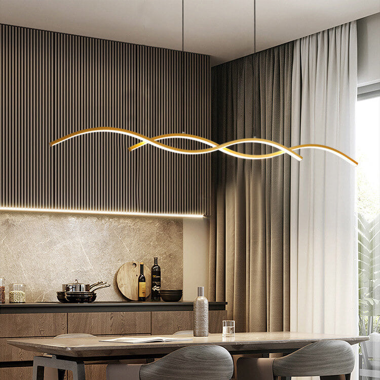 Nordic Minimalist Wave LED Island Chandelier
