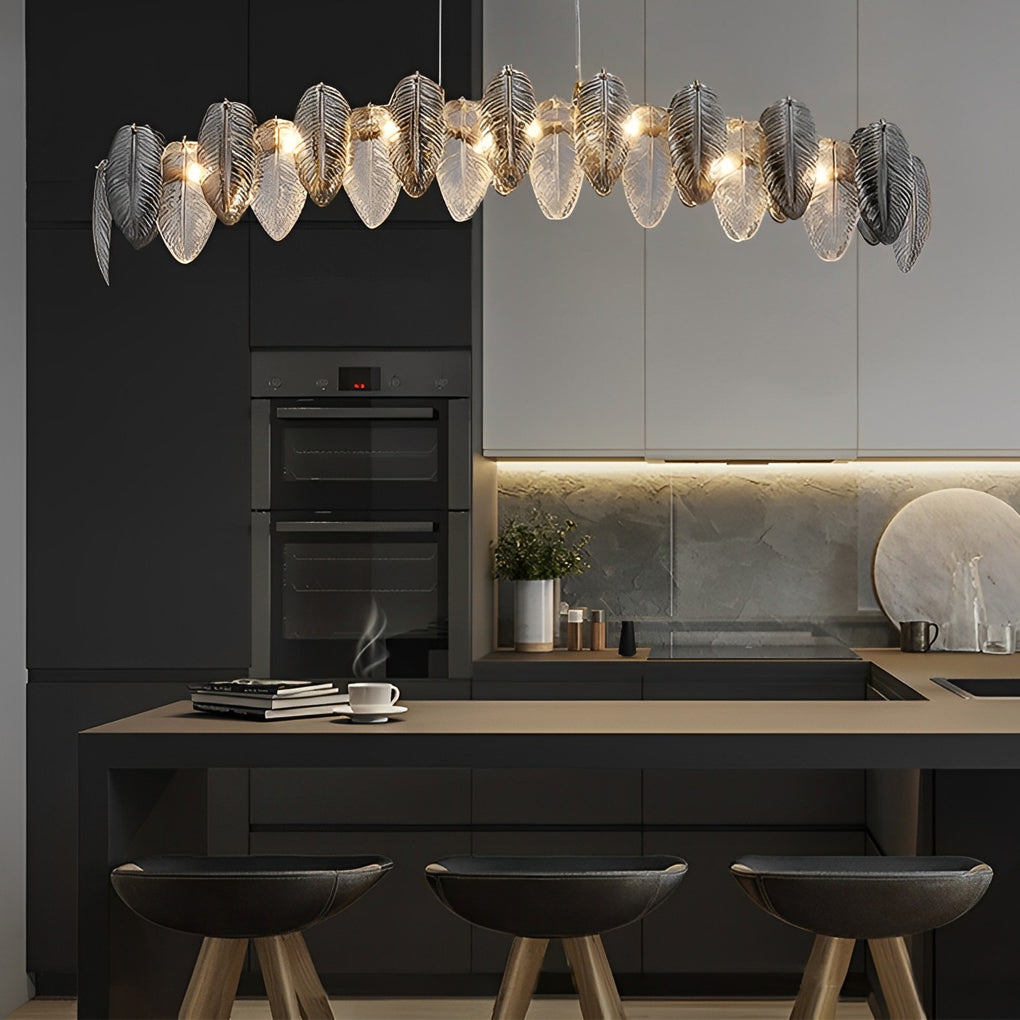 Romantic Creative Feathers Glass Three Step Dimming Modern Chandelier-Lighom
